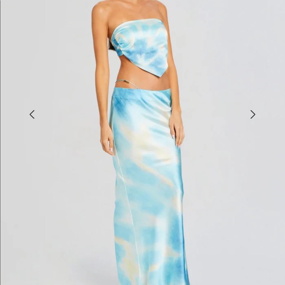 Retrofete Natalie Silk Scarf Top and Skirt size XS